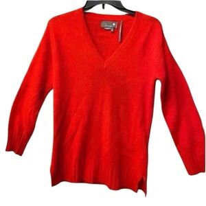 Anthropologie Women's Sweater Pullover 100% cashmere Red V-neck sweater  XS-S